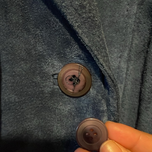 VINTAGE boutique of Leathers blue suede duster coat jacket - Picture 9 of 12